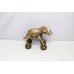 Elephant Moving Wheels Statue Handmade Brass Home Decor Figure Sculpture E390
